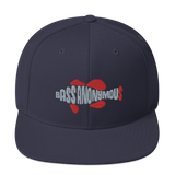 Bass Anonymous Snapback Hat Swim Logo Gray/Red fins and tails