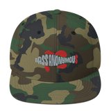 Bass Anonymous Snapback Hat Swim Logo Gray/Red fins and tails