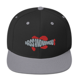 Bass Anonymous Snapback Hat Swim Logo Gray/Red fins and tails