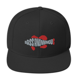 Bass Anonymous Snapback Hat Swim Logo Gray/Red fins and tails