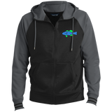 Bass Anonymous Men's Sport-Wick® Full-Zip Hooded Jacket w Blue/Kiwi Embroidered Swimlogo